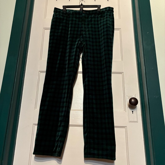 Talbots Teal/Black Plaid Velveteen Plaid Straight Leg Pants - Picture 2 of 13